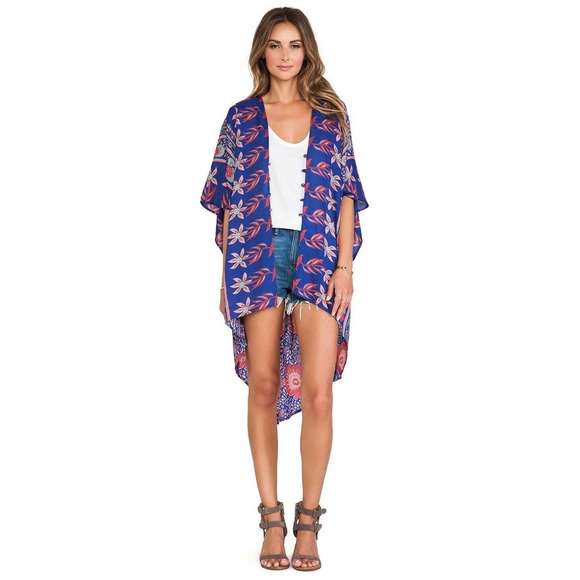 Flynn Skye Stevie Kimono Top Low High Button Flora - Picture 8 of 8